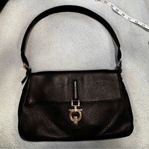 Vintage Salvatore Ferragamo Black Leather Gancio Hobo shoulder bag black
